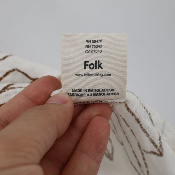 Folk White and Brown Casual Button Down Shirt - Picture 7 of 13